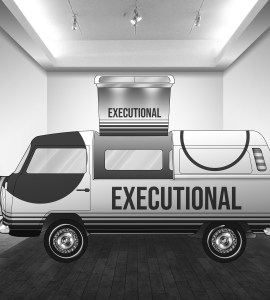 A VW camper with EXECUTIONAL branding