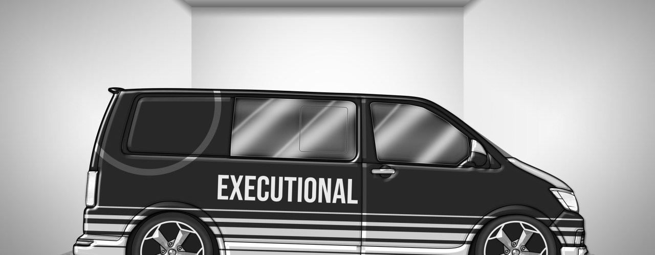 An example of a mobile marketing vehicle branded with EXECUTIONAL logos