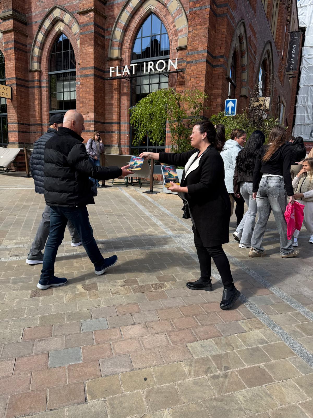 Leafleting staff for Bradford Theatre